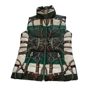 Michael Kors Puffer Vest With Equestrian Print - Size XXS